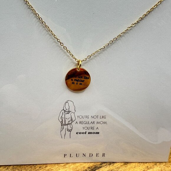 Plunder Design Gold-Plated "Cool Mom" Necklace With Floral Gift Box - Picture 1 of 6